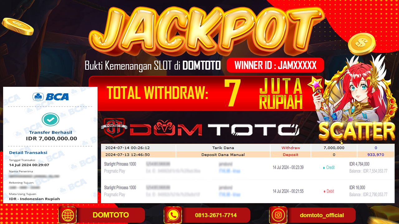 JACKPOT SLOT PRAGMATIC STARLIGHT PRINCESS 1000 14 JULI 2024